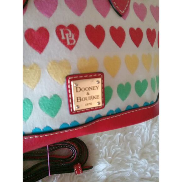 Dooney & Bourke Zip Crossbody Satchel Multi Heart Rainbow Hearts - Picture 7 of 14